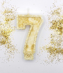 Свеча цифра "7" с золотом