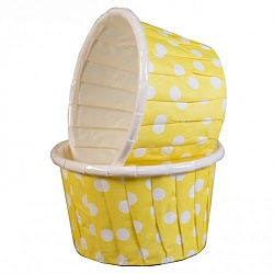 Капсулы для капкейков жесткий борт "Желтый\Белый горох" 100 шт